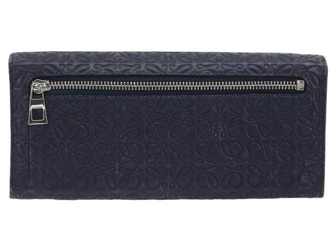 Cartera larga LOEWE Anagram de piel Navy Silver Auth bs36544 Plata Azul marino - vista 2