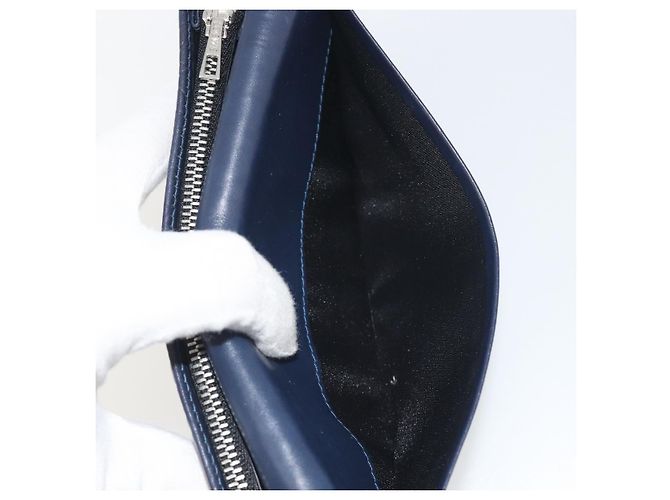 Cartera larga LOEWE Anagram de piel Navy Silver Auth bs36544 Plata Azul marino - vista 20