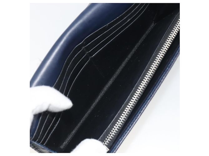 Cartera larga LOEWE Anagram de piel Navy Silver Auth bs36544 Plata Azul marino - vista 22
