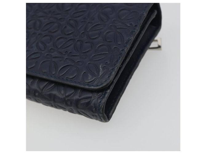 Cartera larga LOEWE Anagram de piel Navy Silver Auth bs36544 Plata Azul marino - vista 7
