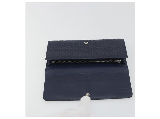 Cartera larga LOEWE Anagram de piel Navy Silver Auth bs36544 Plata Azul marino - vista 8