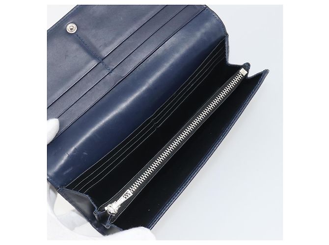 Cartera larga LOEWE Anagram de piel Navy Silver Auth bs36544 Plata Azul marino - vista 9