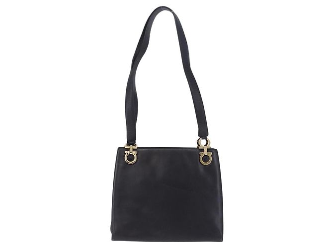 Borsa a tracolla Salvatore Ferragamo Gancini in pelle nera e oro Auth 196817 Nero D'oro - vista 2