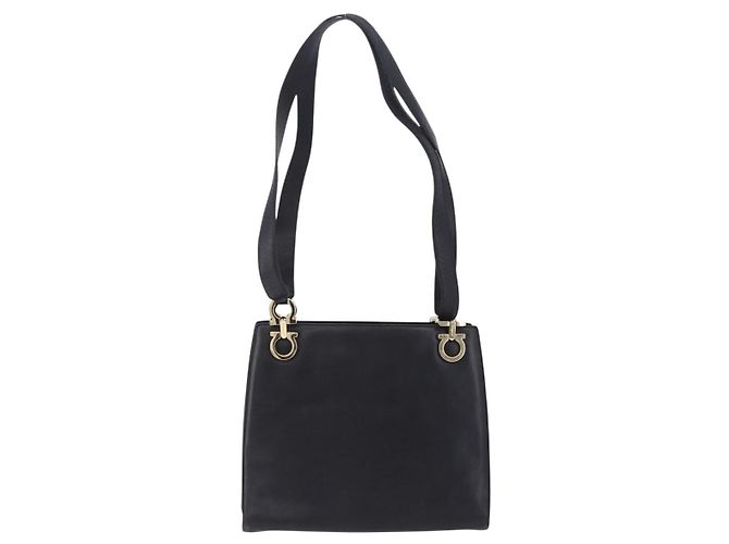 Borsa a tracolla Salvatore Ferragamo Gancini in pelle nera e oro Auth 196817 Nero D'oro - vista 4