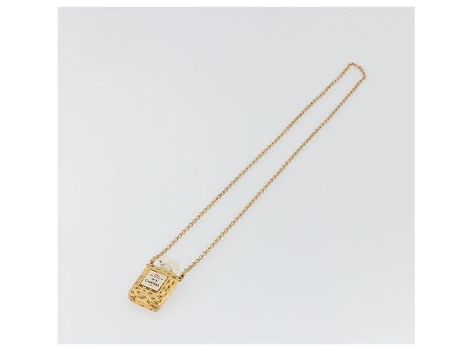 Collana Profumo CHANEL Metallo Tono Oro Trasparente CC Auth 194412 - vista 2