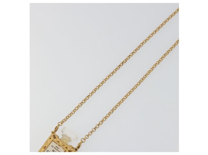 Collana Profumo CHANEL Metallo Tono Oro Trasparente CC Auth 194412 - vista 4