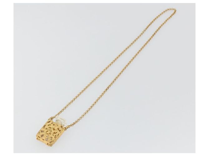 Collana Profumo CHANEL Metallo Tono Oro Trasparente CC Auth 194412 - vista 7
