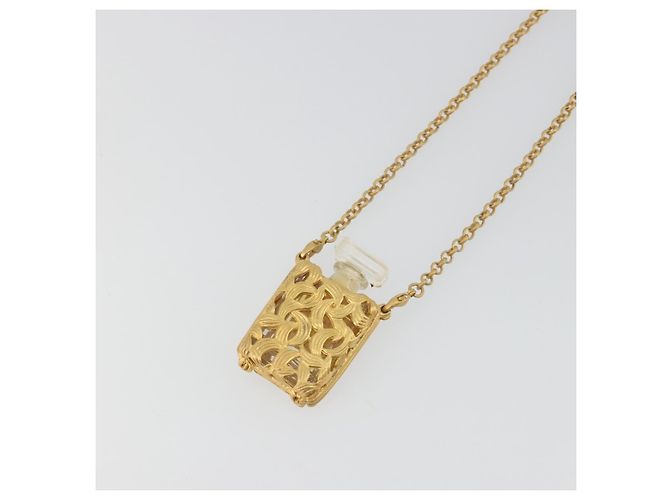 Collana Profumo CHANEL Metallo Tono Oro Trasparente CC Auth 194412 - vista 8
