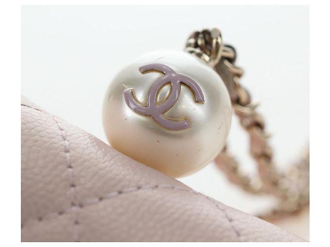 CHANEL Matelasse Chain Shoulder Pouch Caviar Skin Pink Gold Tone CC Auth 196186V Rosa - vista 10