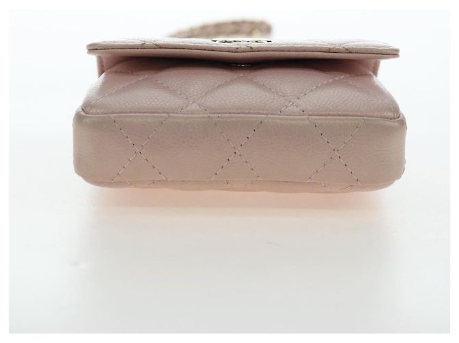 CHANEL Matelasse Chain Shoulder Pouch Caviar Skin Pink Gold Tone CC Auth 196186V Rosa - vista 12