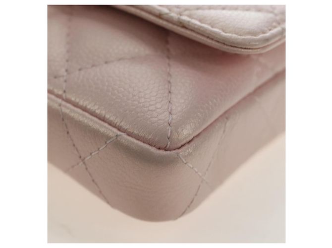 CHANEL Matelasse Chain Shoulder Pouch Caviar Skin Pink Gold Tone CC Auth 196186V Rosa - vista 14