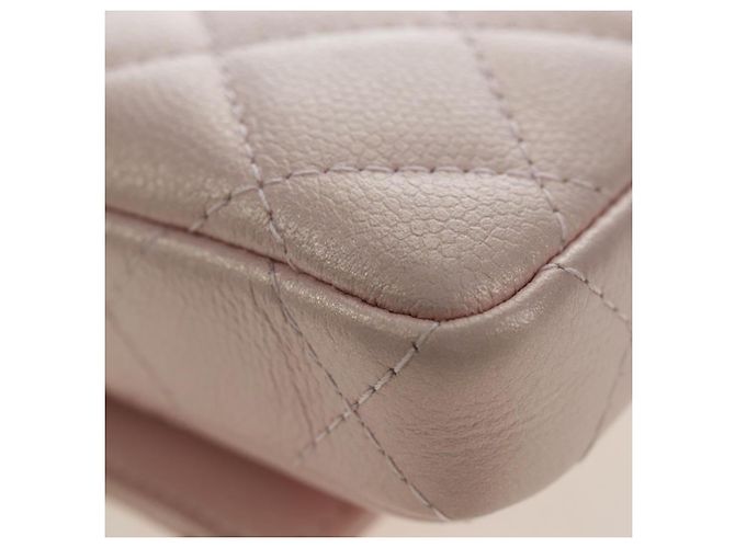 CHANEL Matelasse Chain Shoulder Pouch Caviar Skin Pink Gold Tone CC Auth 196186V Rosa - vista 15