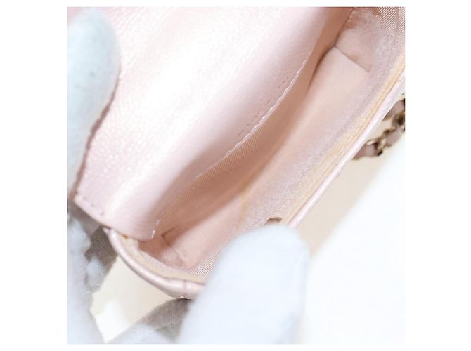 CHANEL Matelasse Chain Shoulder Pouch Caviar Skin Pink Gold Tone CC Auth 196186V Rosa - vista 20