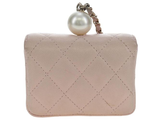 CHANEL Matelasse Chain Shoulder Pouch Caviar Skin Pink Gold Tone CC Auth 196186V Rosa - vista 4