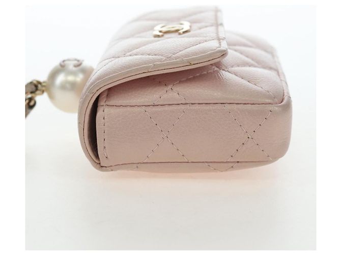 CHANEL Matelasse Chain Shoulder Pouch Caviar Skin Pink Gold Tone CC Auth 196186V Rosa - vista 5