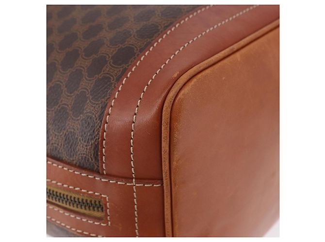Céline Borsa a tracolla CELINE Macadam Canvas PVC Leather Brown Gold Auth 195708 Marrone D'oro - vista 10