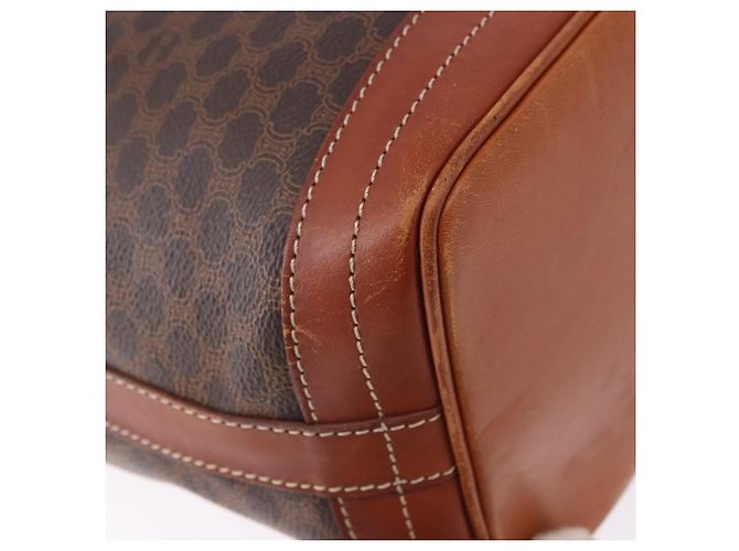 Céline Borsa a tracolla CELINE Macadam Canvas PVC Leather Brown Gold Auth 195708 Marrone D'oro - vista 12