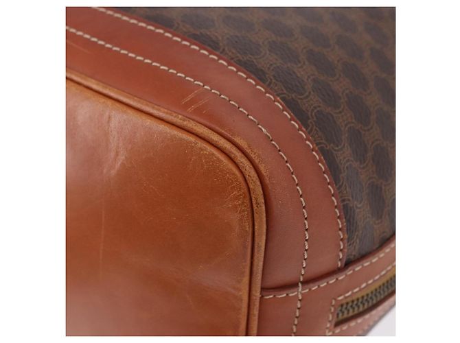 Céline Borsa a tracolla CELINE Macadam Canvas PVC Leather Brown Gold Auth 195708 Marrone D'oro - vista 13