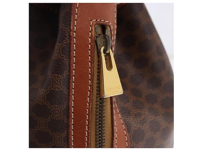 Céline Borsa a tracolla CELINE Macadam Canvas PVC Leather Brown Gold Auth 195708 Marrone D'oro - vista 14