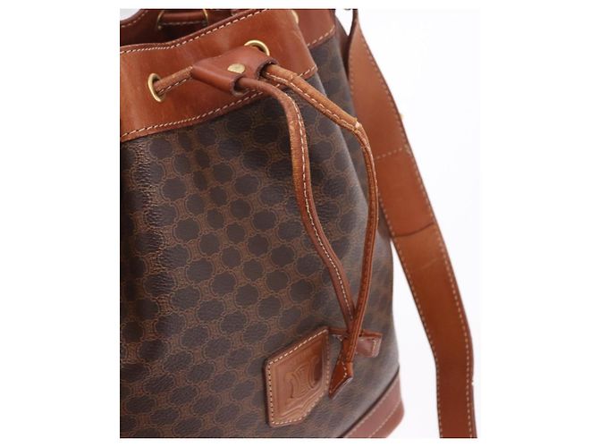 Céline Borsa a tracolla CELINE Macadam Canvas PVC Leather Brown Gold Auth 195708 Marrone D'oro - vista 15