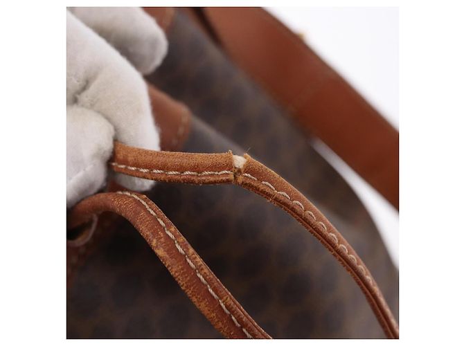 Céline Borsa a tracolla CELINE Macadam Canvas PVC Leather Brown Gold Auth 195708 Marrone D'oro - vista 16