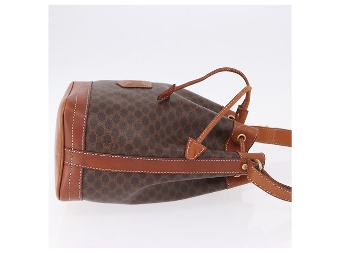Céline Borsa a tracolla CELINE Macadam Canvas PVC Leather Brown Gold Auth 195708 Marrone D'oro - vista 4