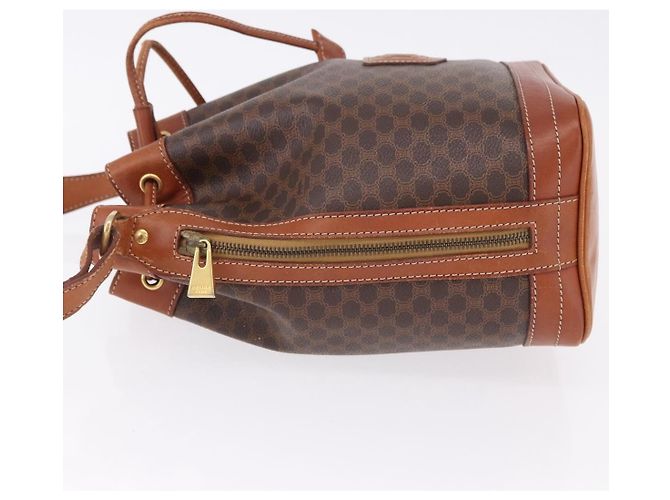 Céline Borsa a tracolla CELINE Macadam Canvas PVC Leather Brown Gold Auth 195708 Marrone D'oro - vista 5