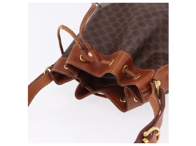 Céline Borsa a tracolla CELINE Macadam Canvas PVC Leather Brown Gold Auth 195708 Marrone D'oro - vista 6