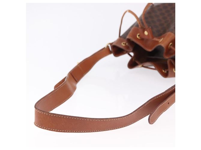 Céline Borsa a tracolla CELINE Macadam Canvas PVC Leather Brown Gold Auth 195708 Marrone D'oro - vista 7