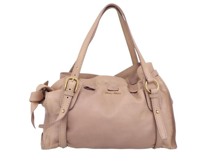 Borsa Tote Miu Miu Pelle Beige Oro Auth 196841V D'oro - vista 13