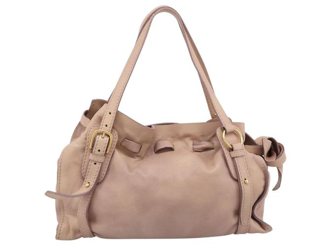 Borsa Tote Miu Miu Pelle Beige Oro Auth 196841V D'oro - vista 2