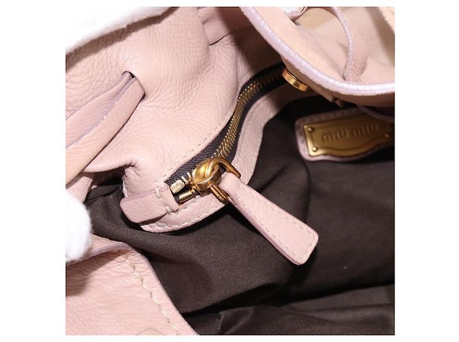 Borsa Tote Miu Miu Pelle Beige Oro Auth 196841V D'oro - vista 20