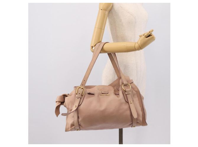 Borsa Tote Miu Miu Pelle Beige Oro Auth 196841V D'oro - vista 22
