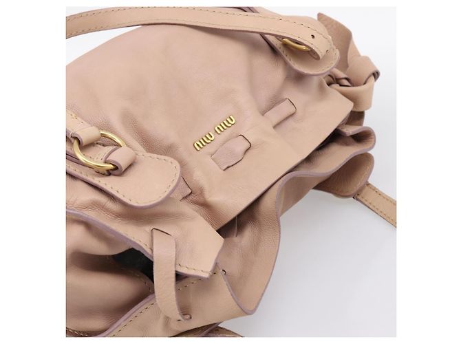Borsa Tote Miu Miu Pelle Beige Oro Auth 196841V D'oro - vista 6