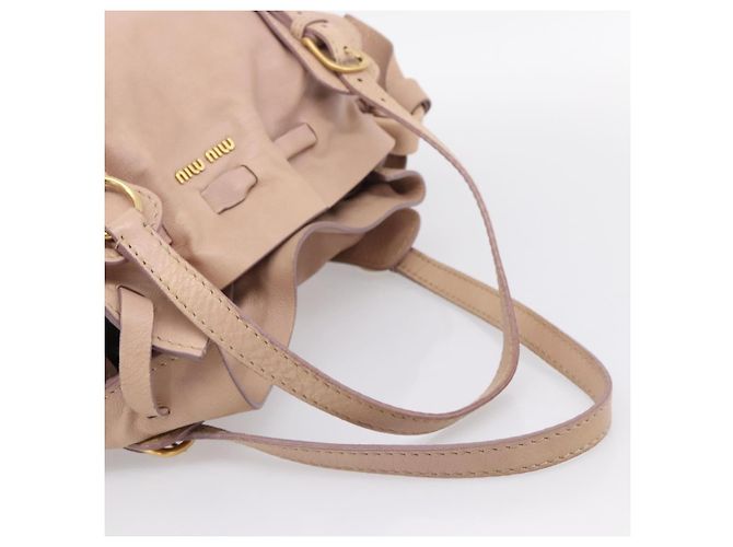 Borsa Tote Miu Miu Pelle Beige Oro Auth 196841V D'oro - vista 7