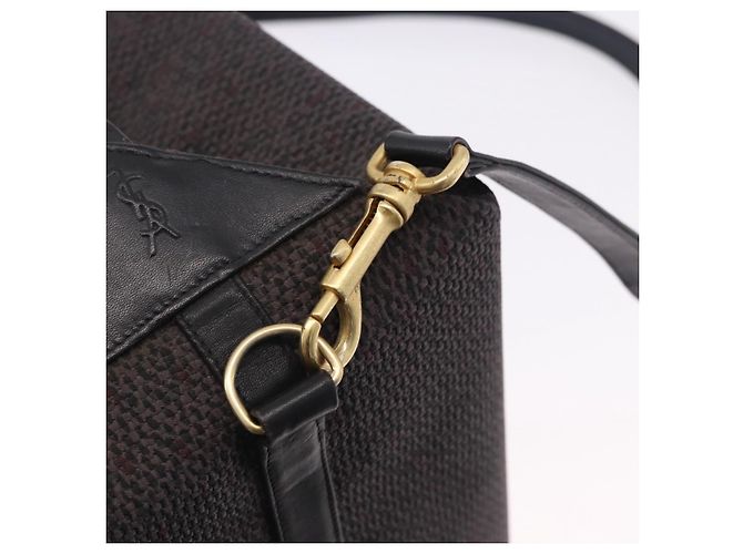 SAINT LAURENT Borsa a mano Vanity Canvas 2way Black Gold Auth ka5684 Nero D'oro - vista 16