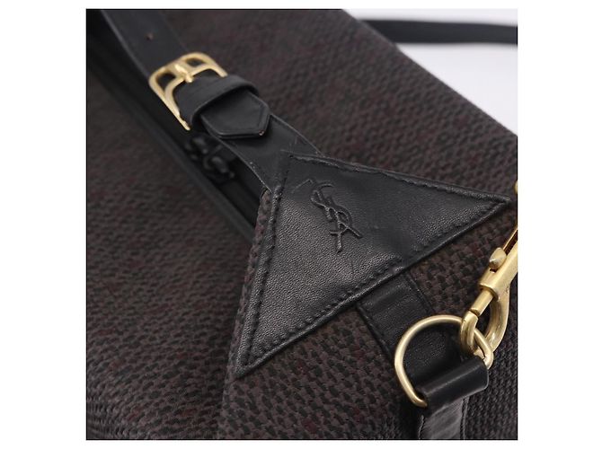 SAINT LAURENT Borsa a mano Vanity Canvas 2way Black Gold Auth ka5684 Nero D'oro - vista 17