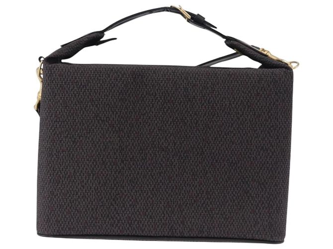 SAINT LAURENT Borsa a mano Vanity Canvas 2way Black Gold Auth ka5684 Nero D'oro - vista 2