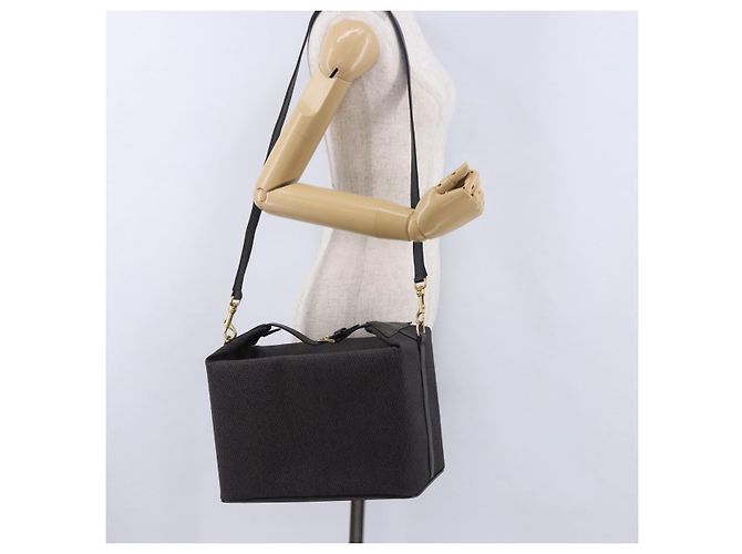 SAINT LAURENT Borsa a mano Vanity Canvas 2way Black Gold Auth ka5684 Nero D'oro - vista 25