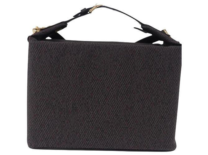 SAINT LAURENT Borsa a mano Vanity Canvas 2way Black Gold Auth ka5684 Nero D'oro - vista 3