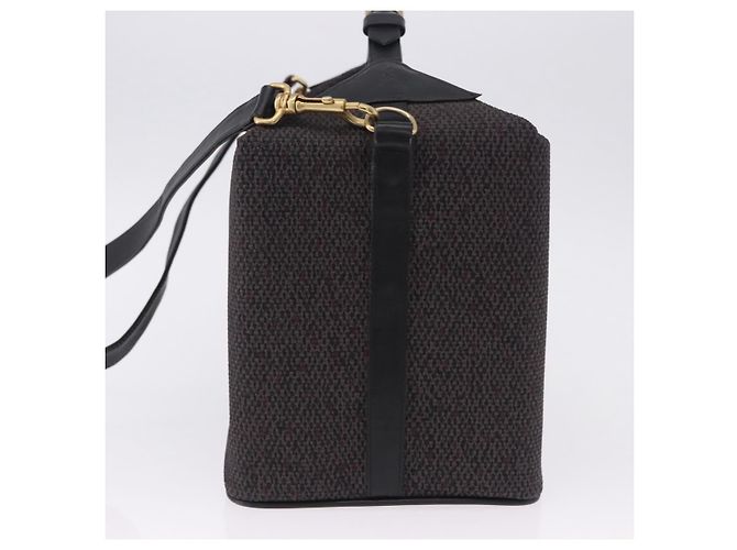 SAINT LAURENT Borsa a mano Vanity Canvas 2way Black Gold Auth ka5684 Nero D'oro - vista 4