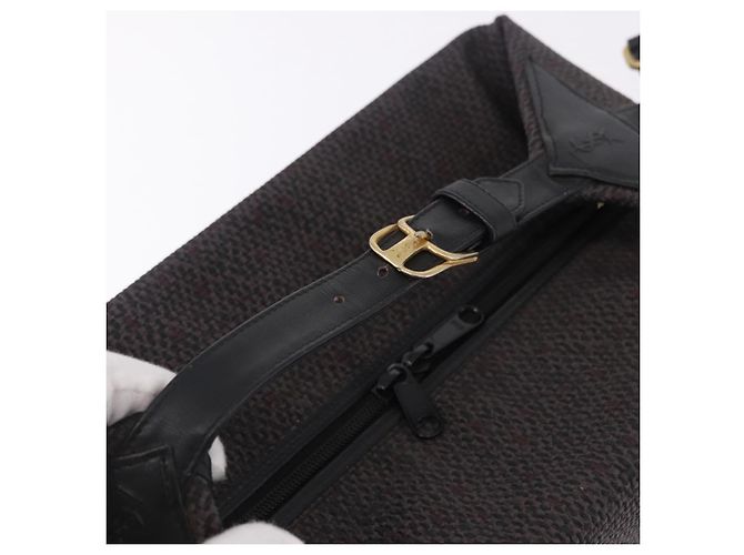 SAINT LAURENT Borsa a mano Vanity Canvas 2way Black Gold Auth ka5684 Nero D'oro - vista 7
