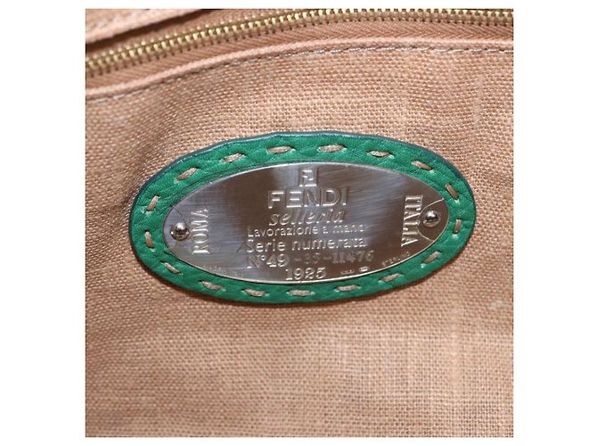 FENDI Tote Bag Leder Grün Gold Silber Auth 195755V Golden - Ansicht 16
