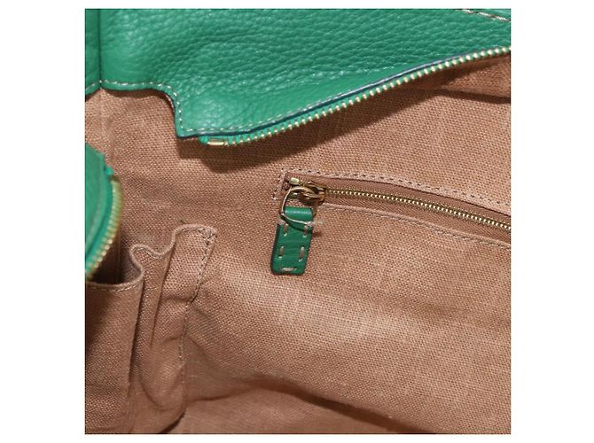 FENDI Tote Bag Leder Grün Gold Silber Auth 195755V Golden - Ansicht 20
