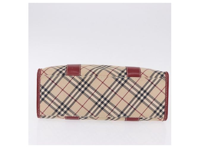 Borsa a mano BURBERRY Nova Check Blue Label in tela beige e argento Auth 195703 - vista 10
