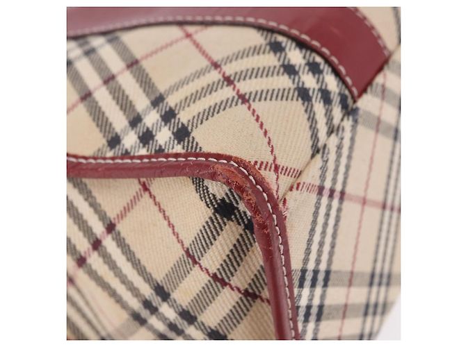 Borsa a mano BURBERRY Nova Check Blue Label in tela beige e argento Auth 195703 - vista 11