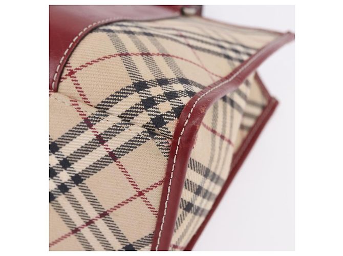 Borsa a mano BURBERRY Nova Check Blue Label in tela beige e argento Auth 195703 - vista 12