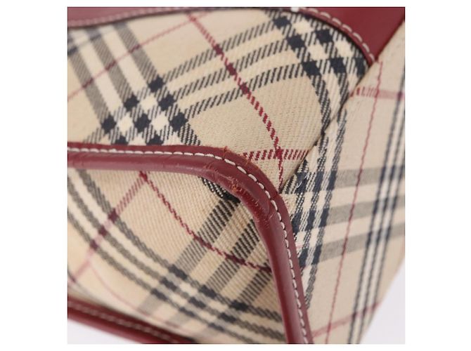 Borsa a mano BURBERRY Nova Check Blue Label in tela beige e argento Auth 195703 - vista 13