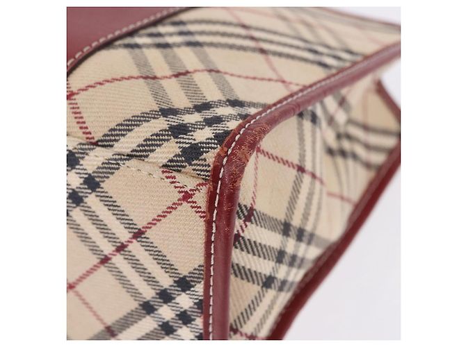 Borsa a mano BURBERRY Nova Check Blue Label in tela beige e argento Auth 195703 - vista 14