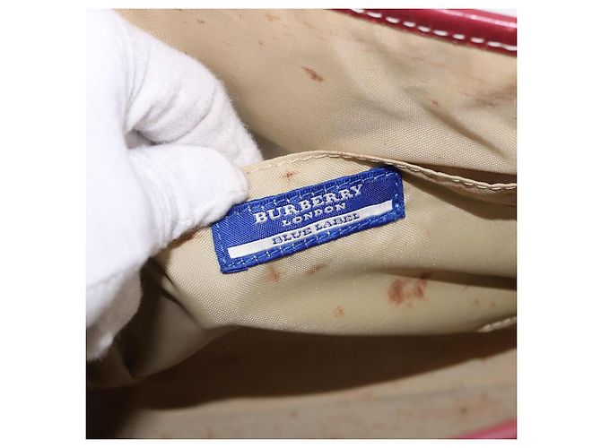 Borsa a mano BURBERRY Nova Check Blue Label in tela beige e argento Auth 195703 - vista 15